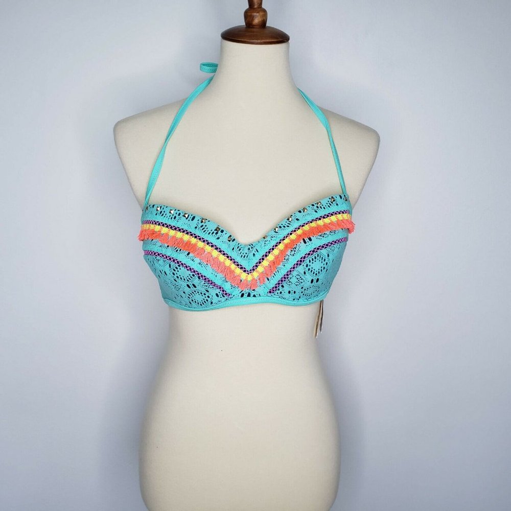 Shade & Shore NWT Sea Breeze Aqua Bikini Top 38C - Picture 3 of 8